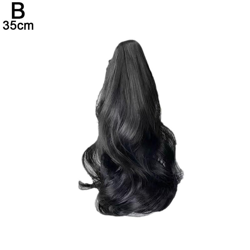 Women's short curly ponytail wig, clip-on style, realistic medium-length wavy ponytail/short ponytail braid.